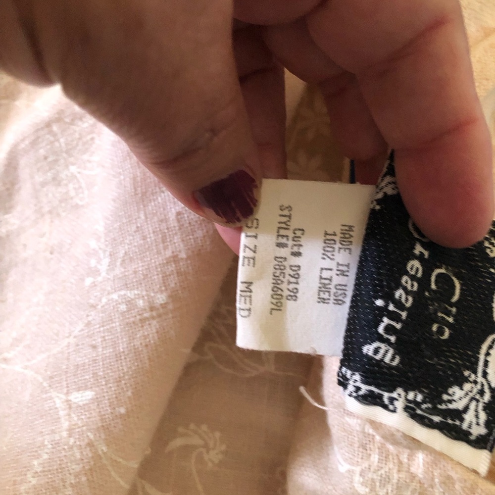 Vintage 100 p linen dress beige floral print m - Picture 3 of 6